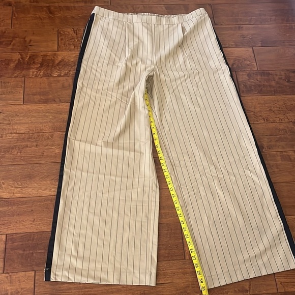 NWOT La Ligne x Target Pants Trousers Side Stripe Wide Leg Tan Black - Picture 12 of 16